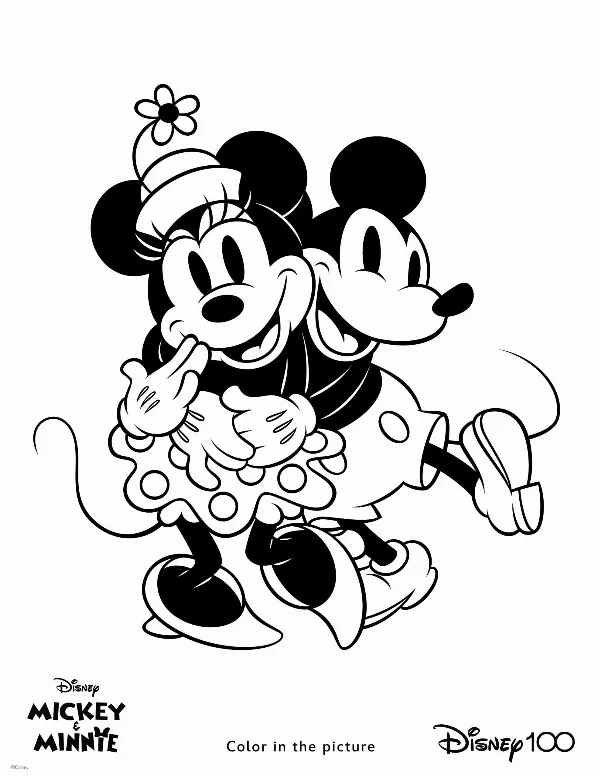 Mickey & Minnie Colouring Sheet 2